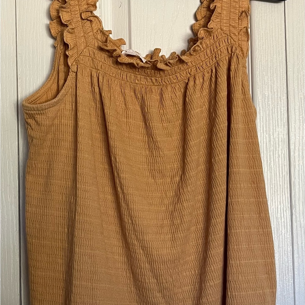 LC Lauren Conrad Ruffled Yellow/Gold Tank Top